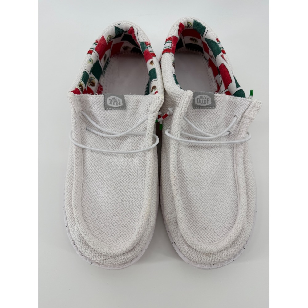 Hey Dude Wally Mexico Pride Mens White Loafers Slip On Shoes Size 9